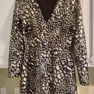 Lulu's Black and Silver Long Sleeve Dress